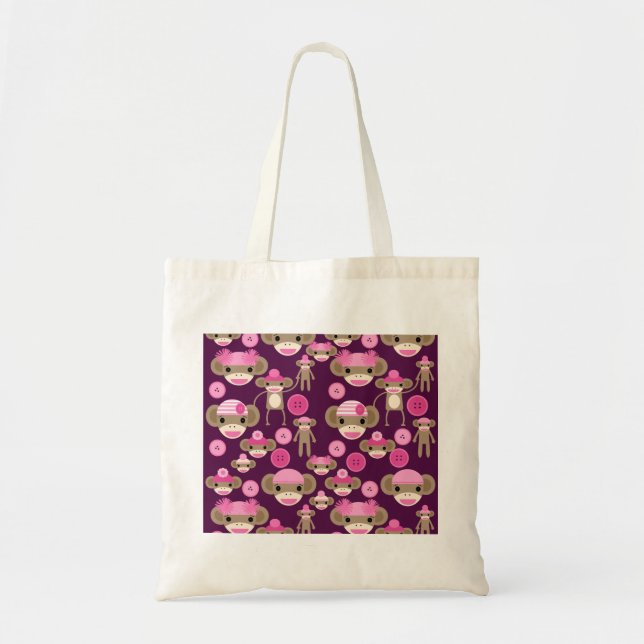 Tote Bag La chaussette rose Girly mignonne Monkeys des (Devant)