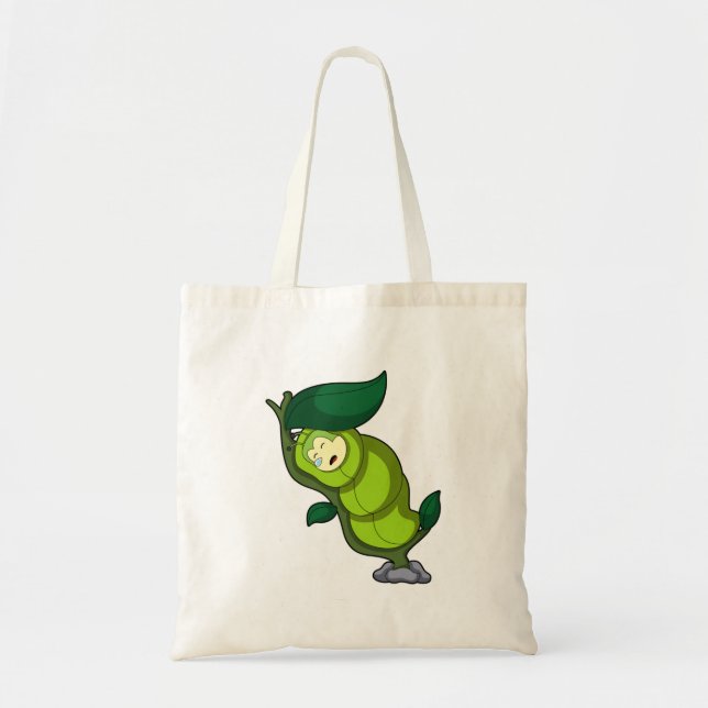 Tote Bag La chenille au coucher avec la feuille (Devant)