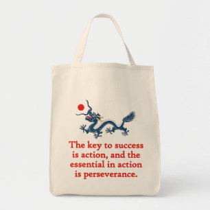 Tote Bag La Clé Du Succès Est Action - Citation De Persévér