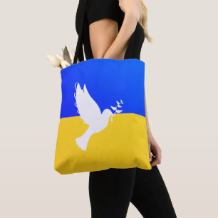 Tote Bag La colombe de la paix - Drapeau de l'Ukraine - Lib