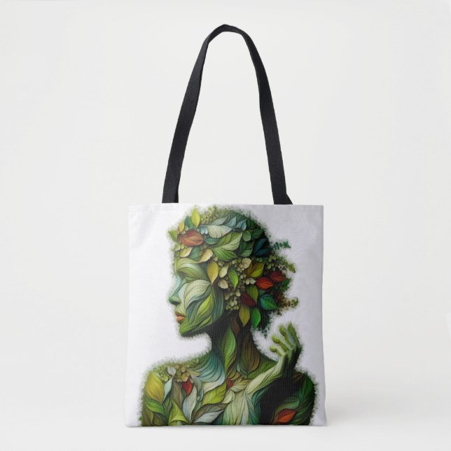 Tote Bag La Dame Verte - Arrière - plan Blanc (Devant)