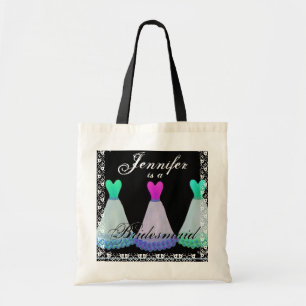 Tote Bag La demoiselle d'honneur ROSE et TURQUOISE habille