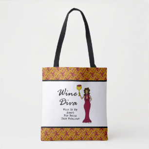 Tote Bag La diva "vin de vin est ma récompense pour être