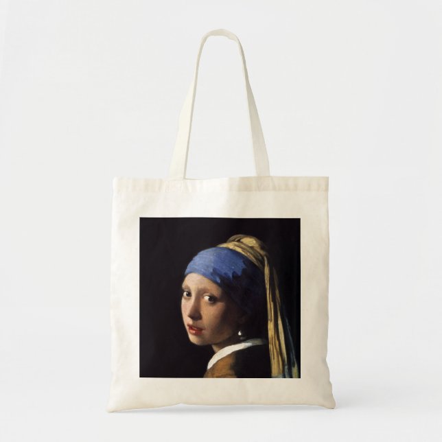 Tote Bag La fille avec une boucle d'oreille de perle par (Devant)