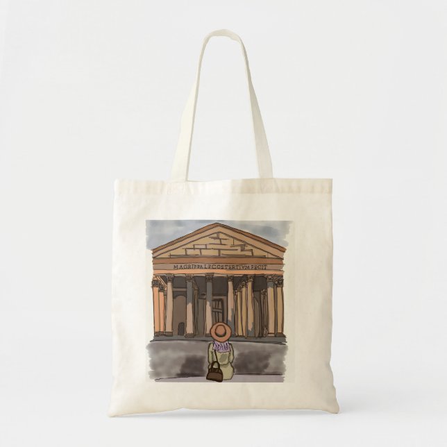 Tote Bag La fille est assise devant le Panthéon à Rome. (Devant)