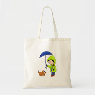 Tote Bag La fille et le chien un jour pluvieux