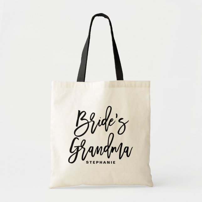 Tote Bag La grand-mère de l'épouse en lettres de main noire (Devant)