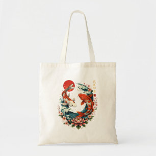 Tote Bag La Grande Vague au large des poissons Koi