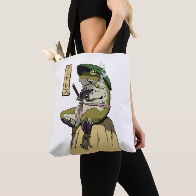 Tote Bag La grenouille de Samurai : Gardien du Lotus (De près)