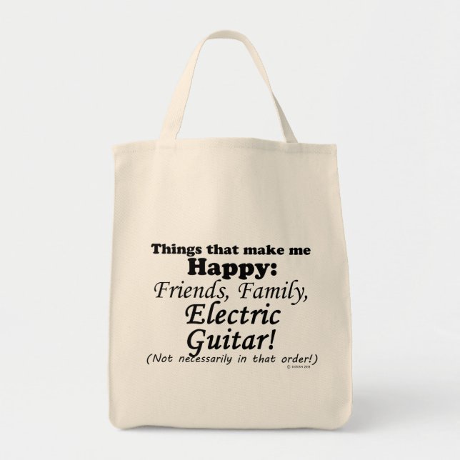 Tote Bag La Guitare Électrique Me Rend Heureux (Devant)