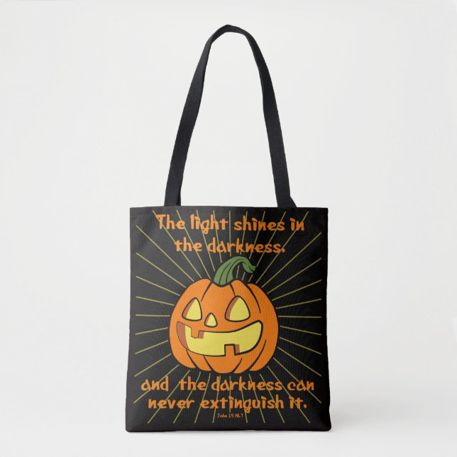 Tote Bag La lumière brille dans l'obscurité Jack-o-lanterne (Devant)