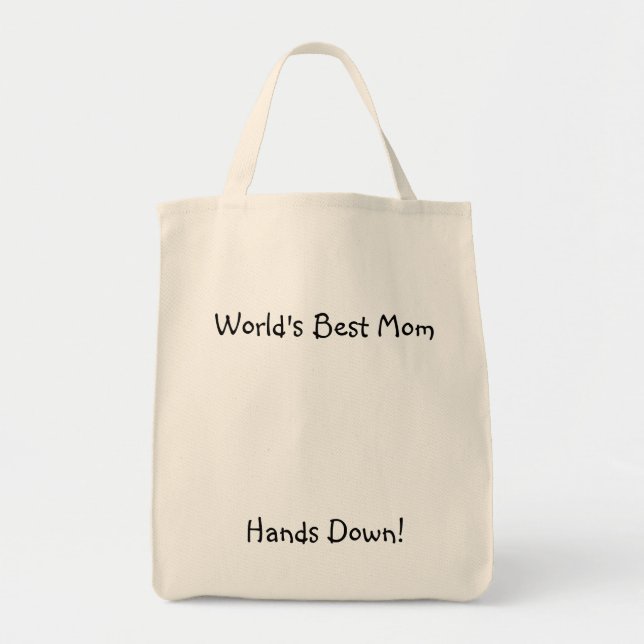 Tote Bag La meilleure maman du monde, mains vers le bas ! (Devant)