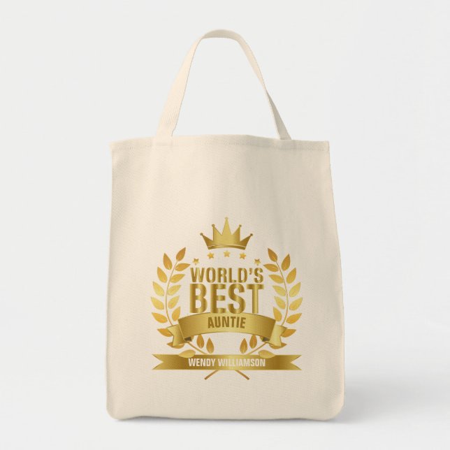 Tote Bag La meilleure tante du monde, Tante Or (Devant)