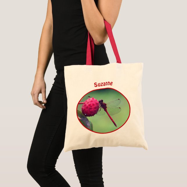 Tote Bag La nature des libellules rouges personnalisée (Devant (produit))