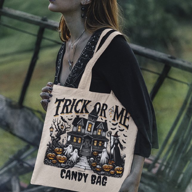 Tote Bag La nuit d'Halloween : sorcières et citrouilles (Créateur téléchargé)