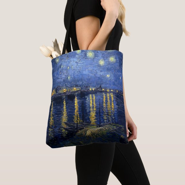 Tote Bag La nuit étoilée de Vincent van Gogh sur le Rhône (De près)