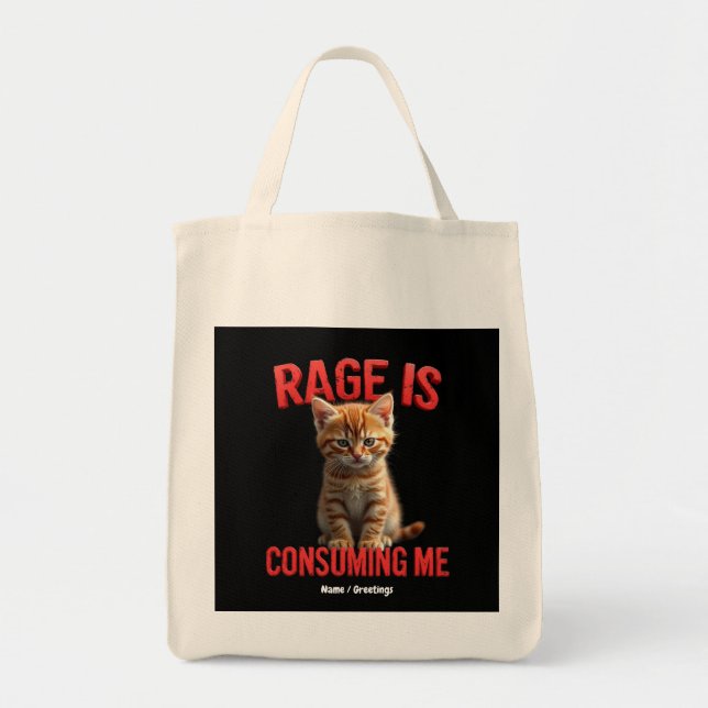 Tote Bag La rage me consomme Cute Kitten Chat, Feline drôle (Devant)
