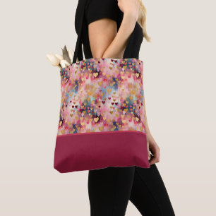 Tote Bag La Saint-Valentin Abstrait Cœurs Bloc de Couleur