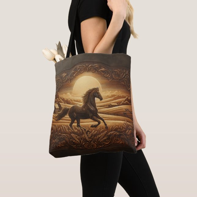 Tote Bag La sculpture en cuir d'un cheval de course (De près)