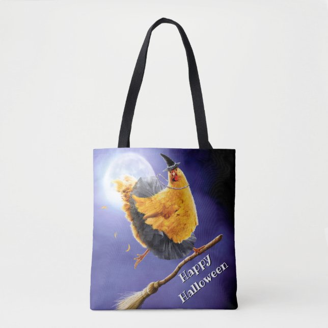 Tote Bag La sorcière de poulet sur le Broomstick (Devant)