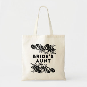 Tote Bag La tante de la jeune mariée florale moderne noire