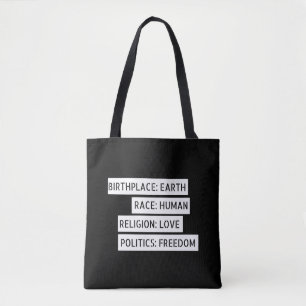 Tote Bag La terre, humain, liberté d'amour