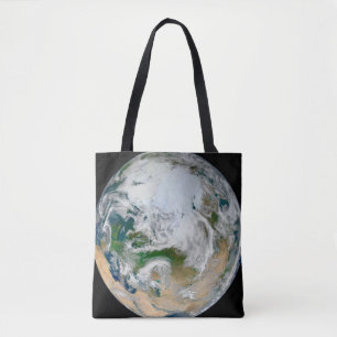 Tote Bag La Terre Montre L'Arctique, L'Europe Et L'Asie.