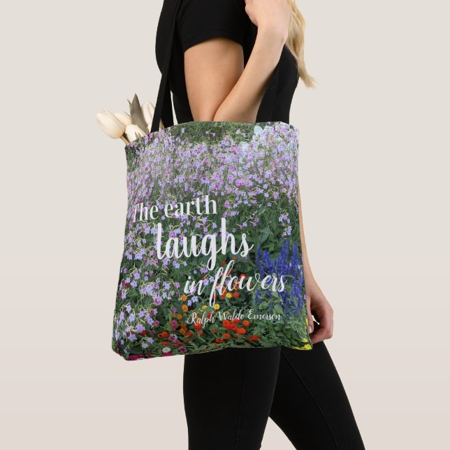 Tote Bag La Terre rit en fleurs Citation florale (De près)