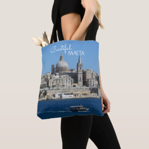 Tote Bag La Valette Malte Cityscape et bateau de pêche Souv