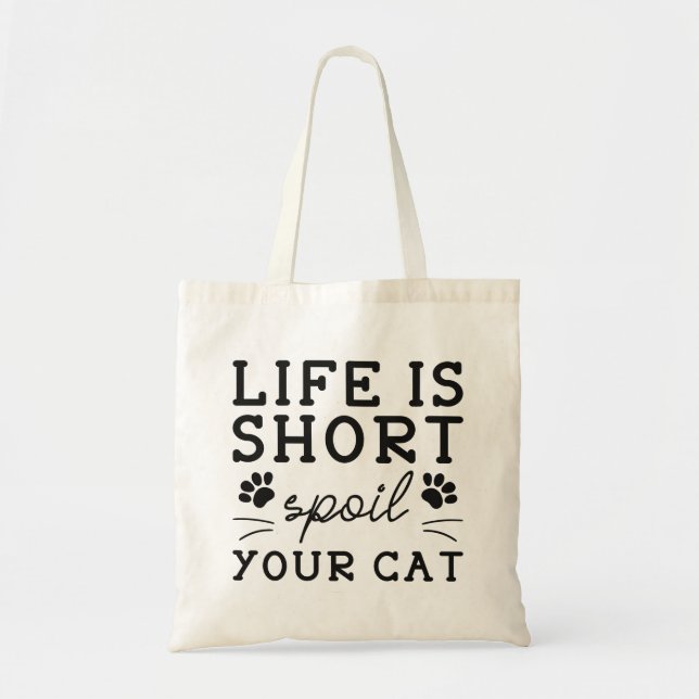 Tote Bag La Vie, c'est du gâteau court, ton chat (Devant)