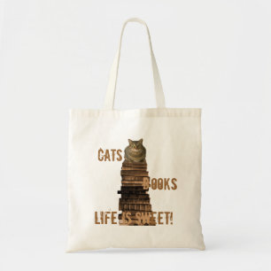 Tote Bag La vie de livres de chats est douce - brun