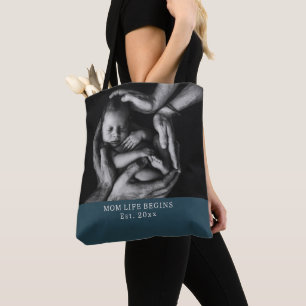 Tote Bag 'La vie de maman commence' Shower de bébé, Anniver
