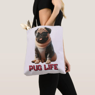 Tote Bag La vie des Pug Chien Pug mignon