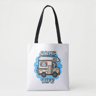 Tote Bag La vie en camping Camionnette rétro personnalisé