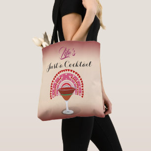 Tote Bag La vie est juste un cocktail Coeurs arc-en-ciel