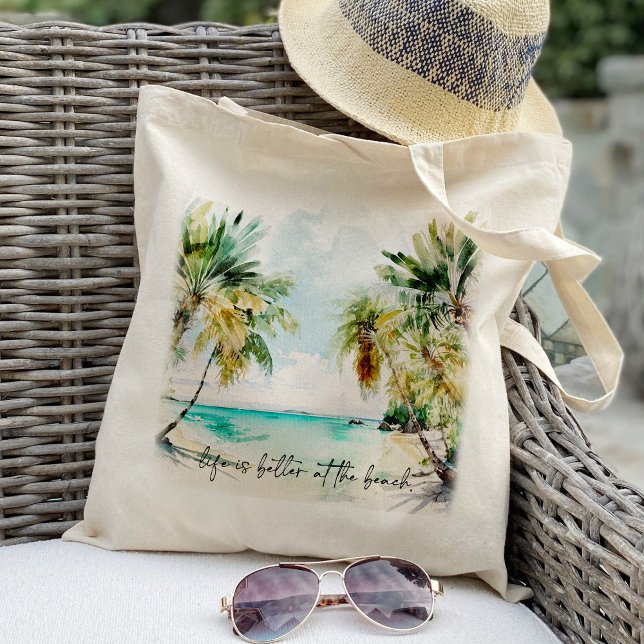 Tote Bag La vie est meilleure à la plage vacances d'été (Créateur téléchargé)