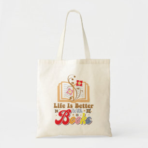 Tote Bag "La vie est meilleure avec des livres" Couleurs Ré