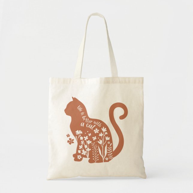Tote Bag La Vie Est Meilleure Avec Un Chat (Devant)