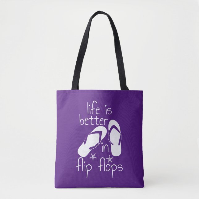 Tote Bag La vie est meilleure en tongs (Devant)