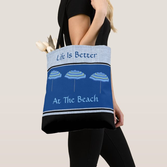 Tote Bag La Vie Est Mieux À La Plage Umbrella 2 Styles (De près)