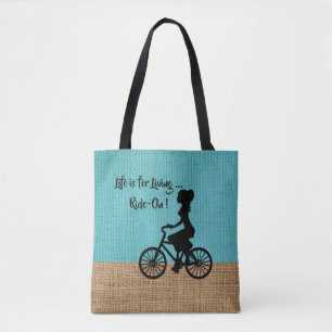 Tote Bag La Vie Vit - Ride Sur Burlap Texture Arrière - pla