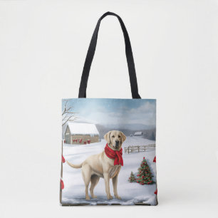 Tote Bag Labrador Retriever dans la neige à Noël