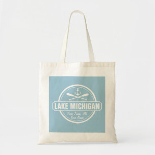 Tote Bag Lac Michigan, ville personnalisée, nom, ancre, pag