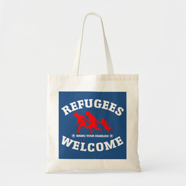 Tote Bag L'accueil de réfugiés amènent vos familles (Devant)