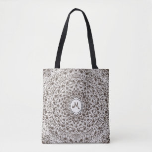 Tote Bag Lacy Lace White Design sur le Brown
