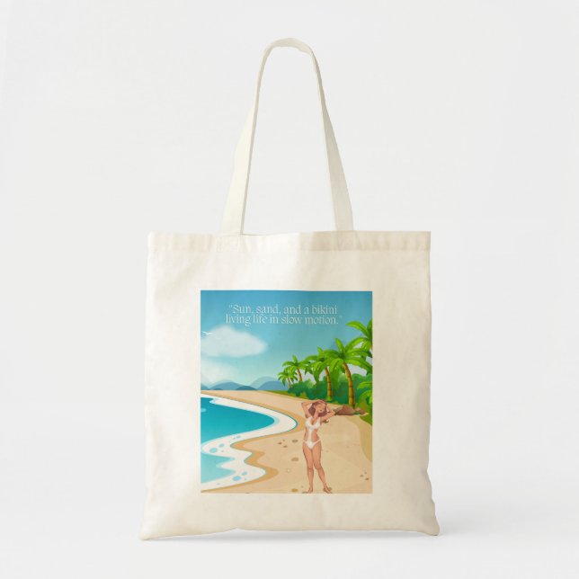 Tote Bag ladie sur la plage (Devant)