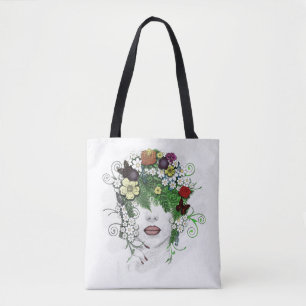 Tote Bag Lady Flora, fleurs, jolie, élégante, simple, art