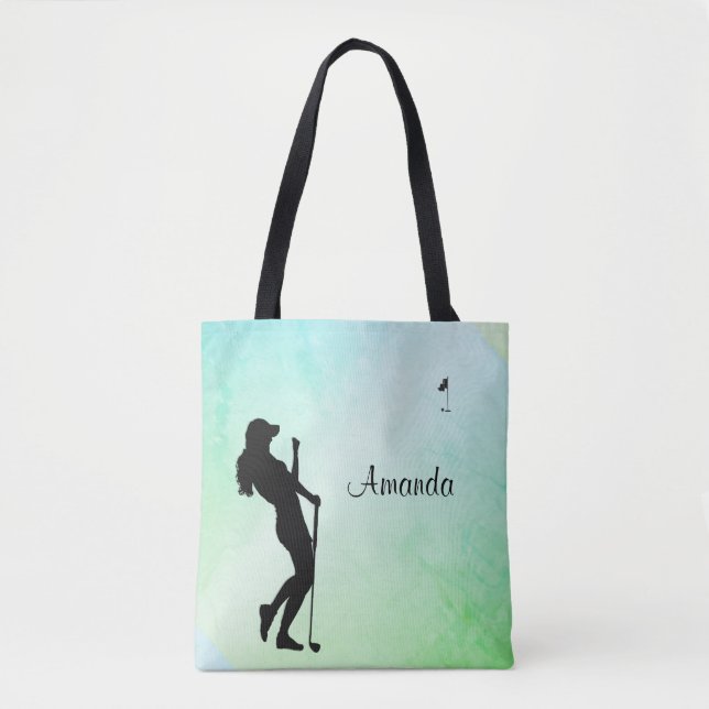 Tote Bag Lady Golfer Green Personal (Devant)