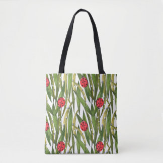 Tote Bag Ladybugs : motif d'aquarelle arrière - plan margue