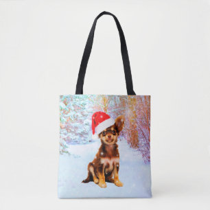 Tote Bag Laisser neiger Noël Chihuahua Chig